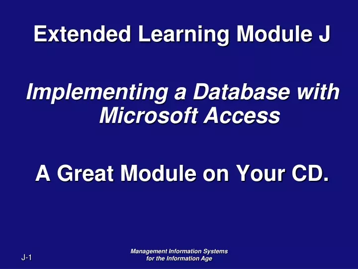 extended learning module j implementing