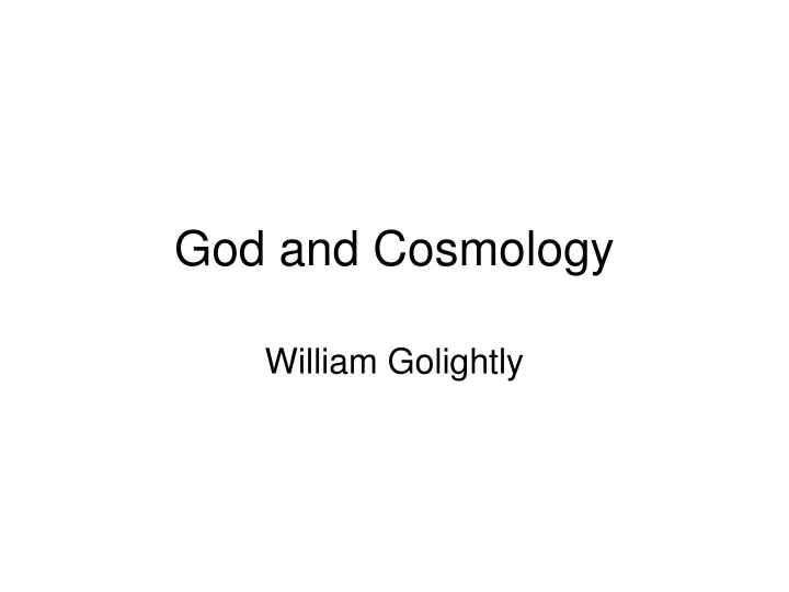 god and cosmology