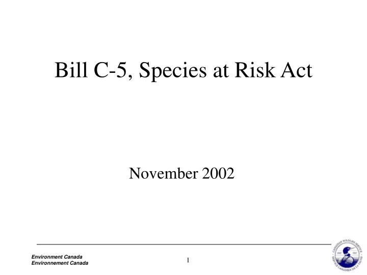bill c 5 species at risk act