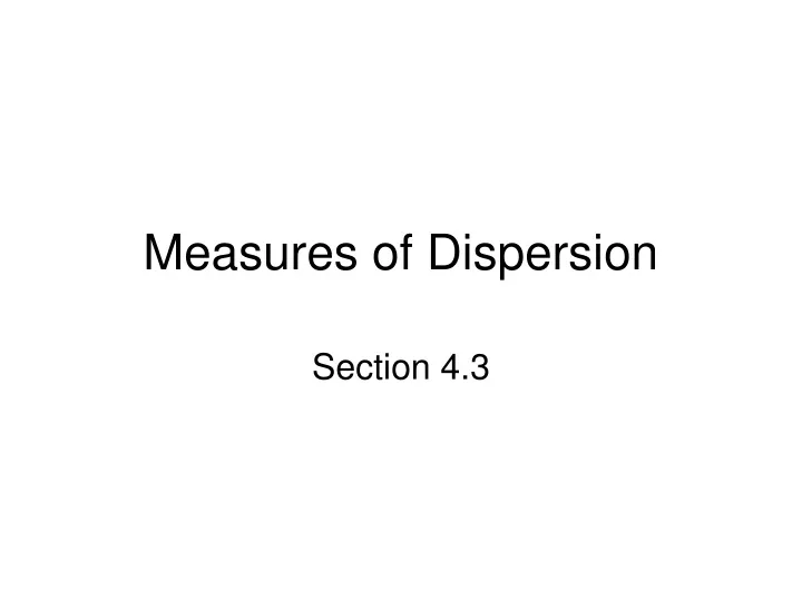 measures of dispersion