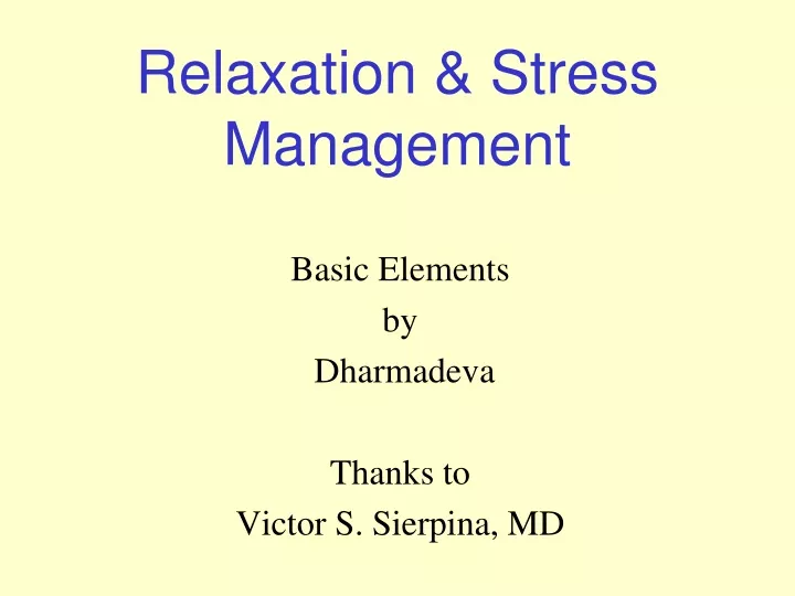 relaxation stress management