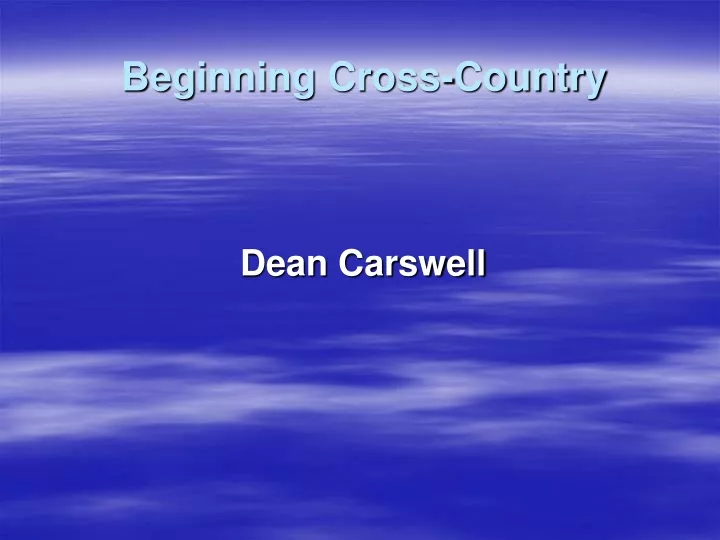 beginning cross country