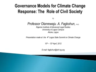 Governance Models for Climate Change Response: The  Role of Civil Society