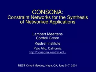 CONSONA: Constraint Networks for the Synthesis of Networked Applications