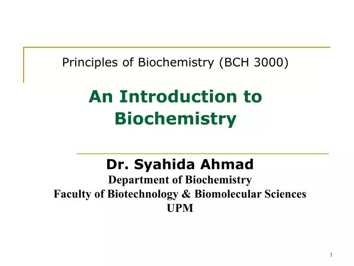principles of biochemistry bch 3000