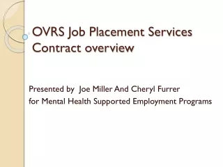 OVRS  Job Placement Services Contract overview
