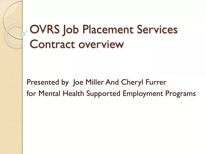 ovrs job placement services contract overview