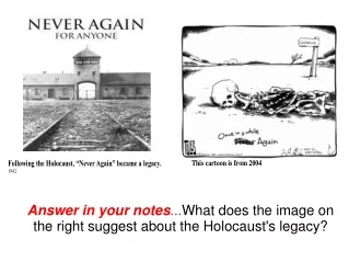 Answer in your notes ... What does the image on the right suggest about the Holocaust's legacy?