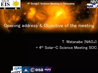 Opening address &amp; Objective of the meeting