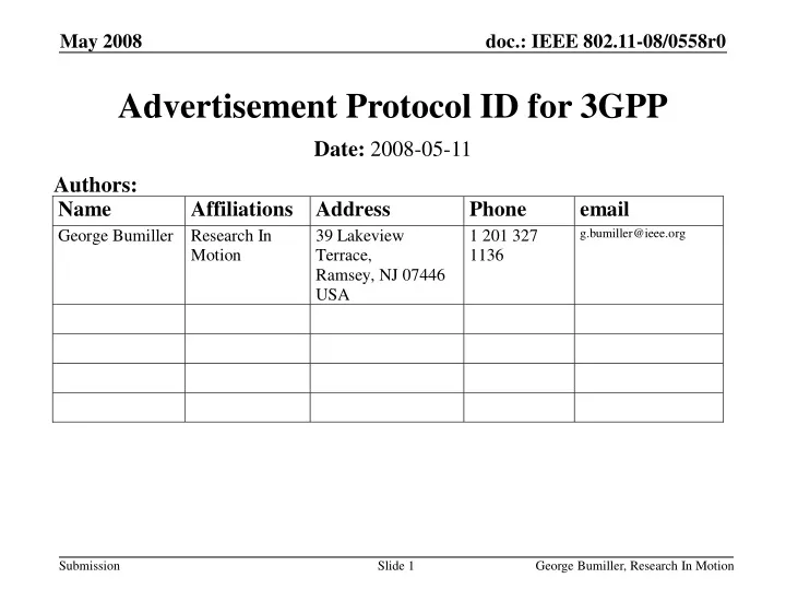 advertisement protocol id for 3gpp