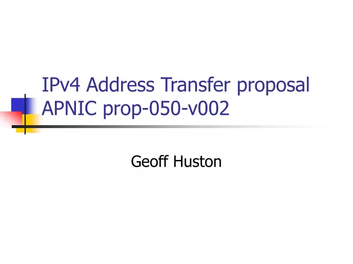 ipv4 address transfer proposal apnic prop 050 v002