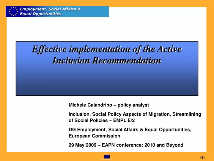 effective implementation of the active inclusion recommendation