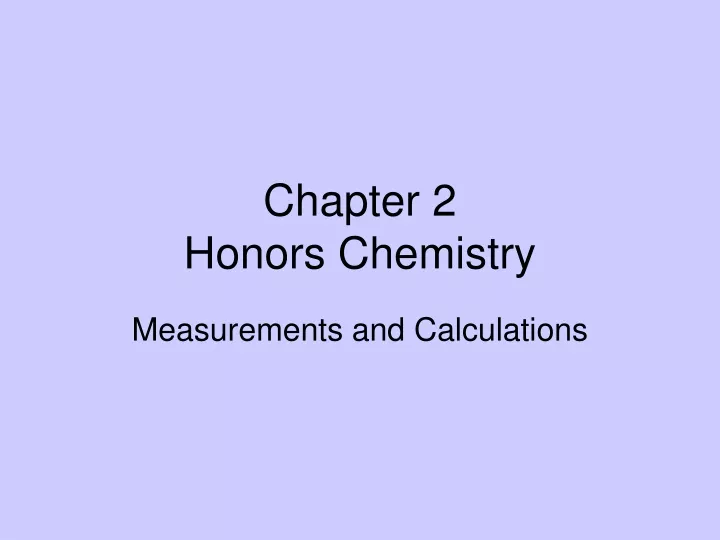 chapter 2 honors chemistry