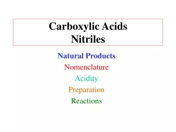 carboxylic acids nitriles