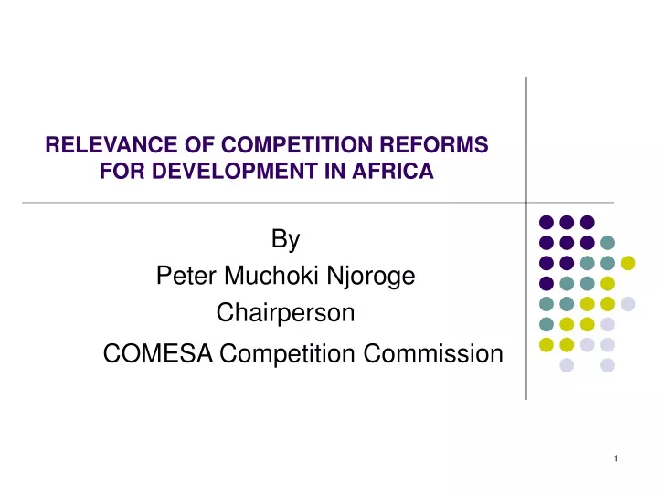 relevance of competition reforms for development in africa