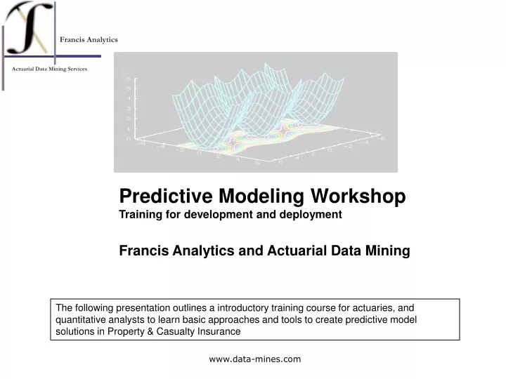predictive modeling workshop training for development and deployment