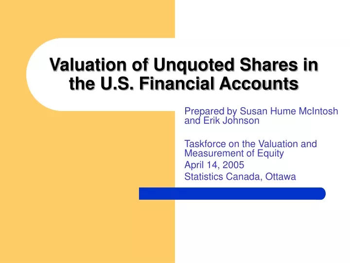 valuation of unquoted shares in the u s financial accounts