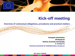 European Commission DG Research Science, Economy and Society D. ROSSETTI