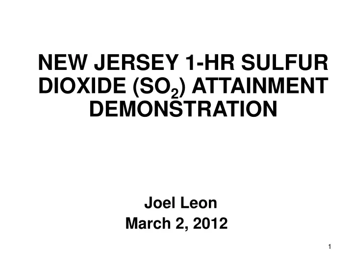 new jersey 1 hr sulfur dioxide so 2 attainment