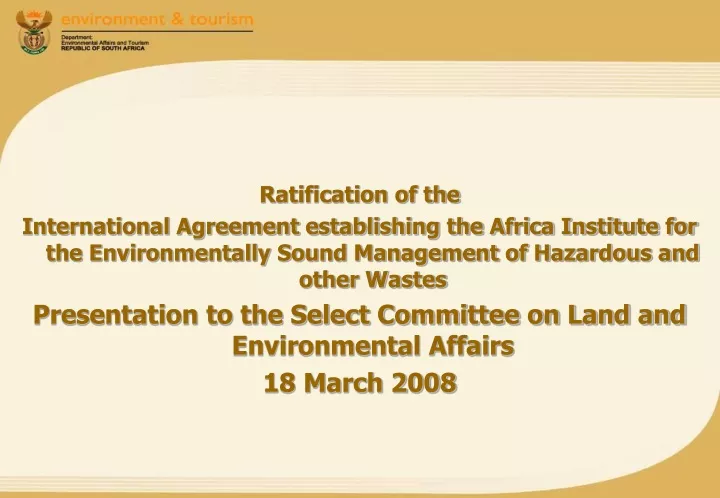 ratification of the international agreement