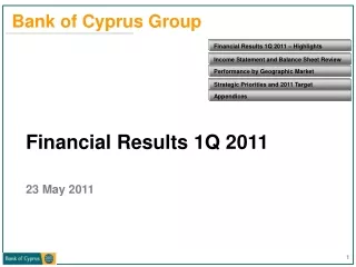Financial Results 1Q 2011 23 May 2011