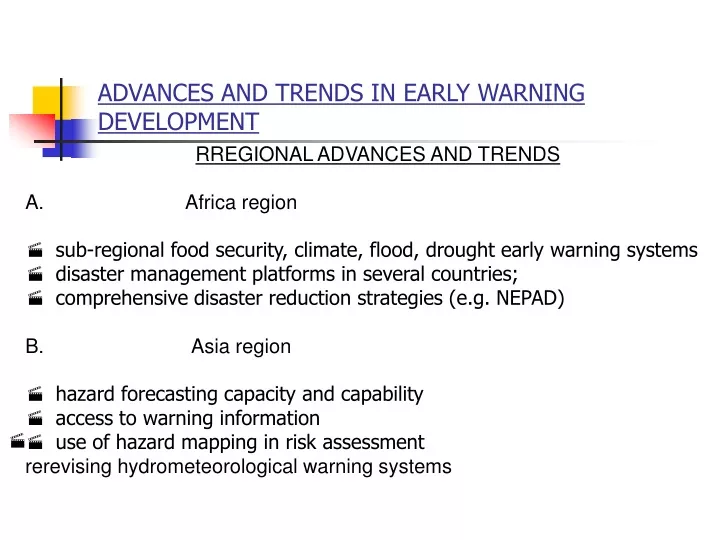 advances and trends in early warning development