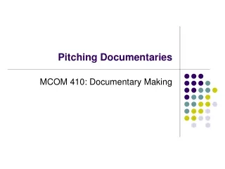 Pitching Documentaries