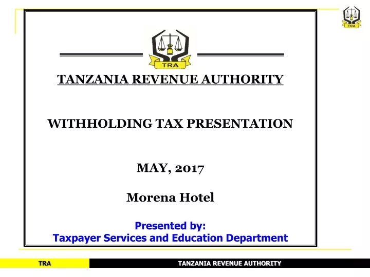 tanzania revenue authority withholding