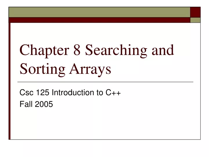chapter 8 searching and sorting arrays