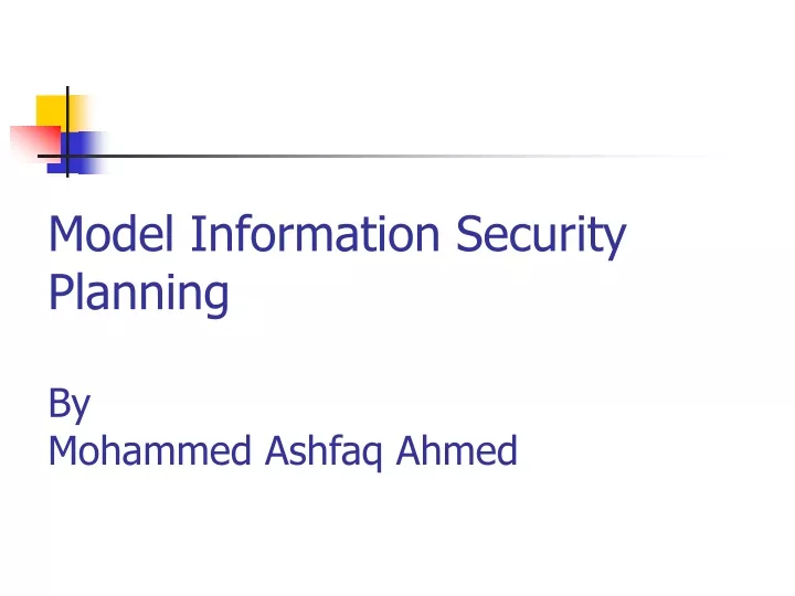 model information security planning by mohammed ashfaq ahmed