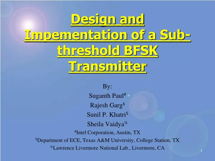 design and impementation of a sub threshold bfsk transmitter