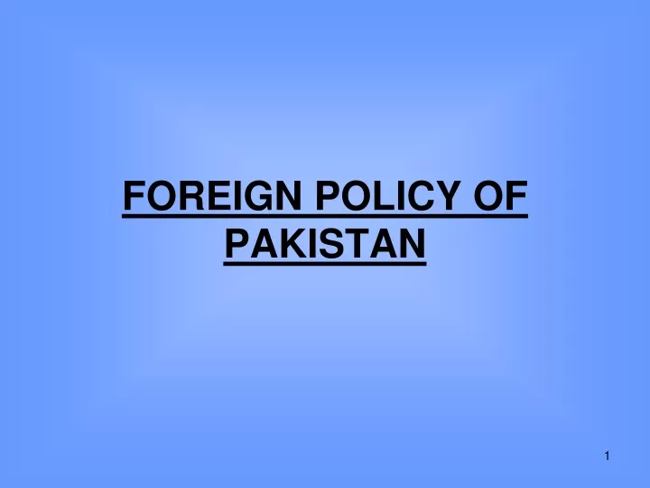 foreign policy of pakistan