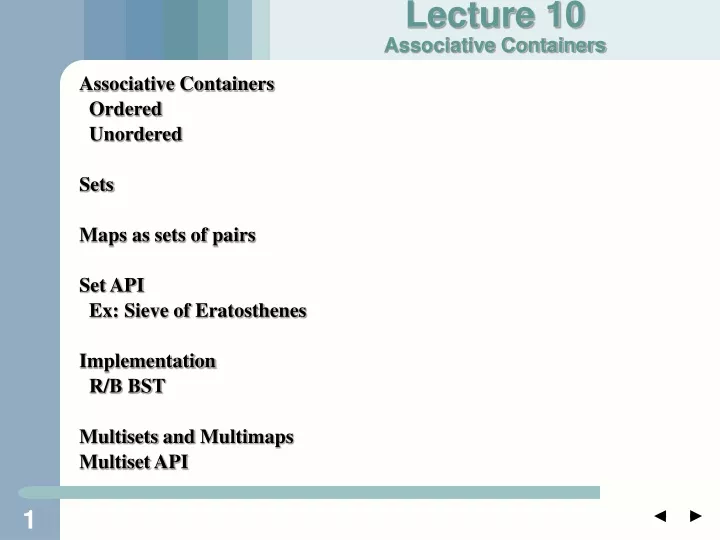 lecture 10 associative containers