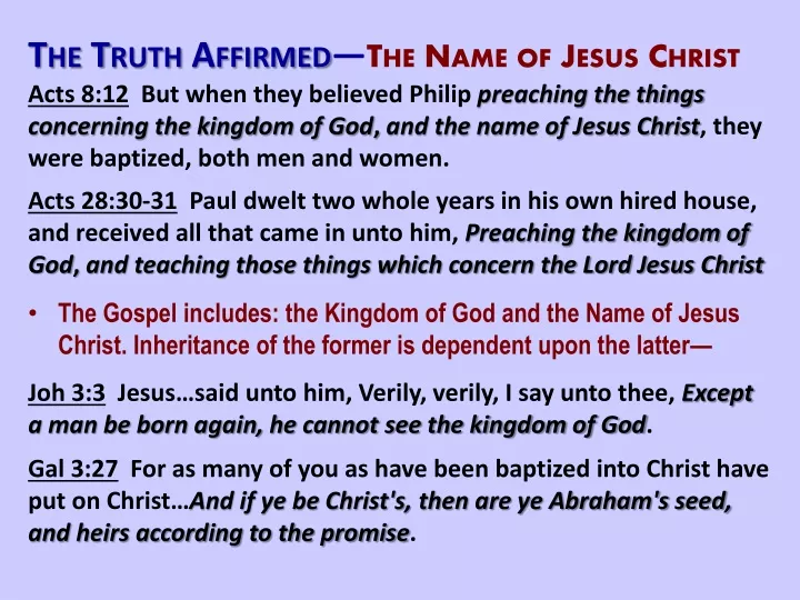 the truth affirmed the name of jesus christ acts