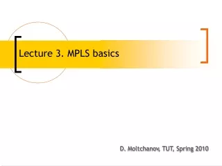 Lecture 3. MPLS basics
