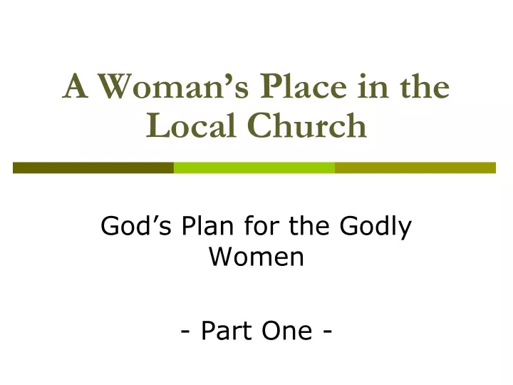 a woman s place in the local church