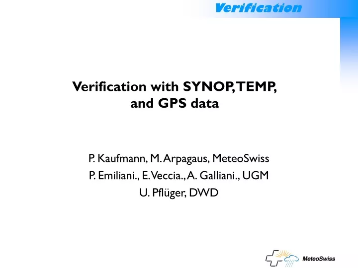 verification with synop temp and gps data