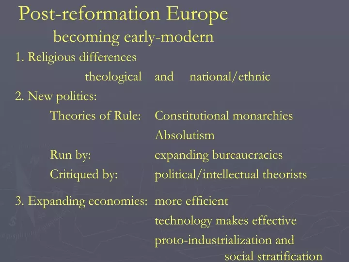 post reformation europe becoming early modern