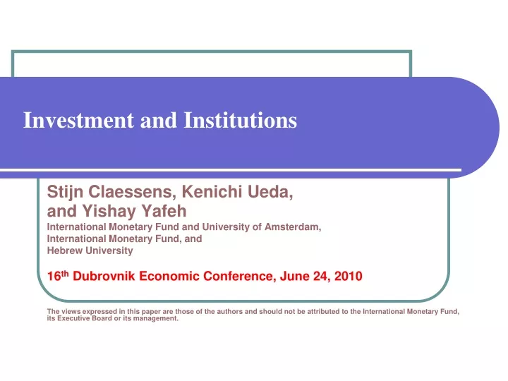investment and institutions