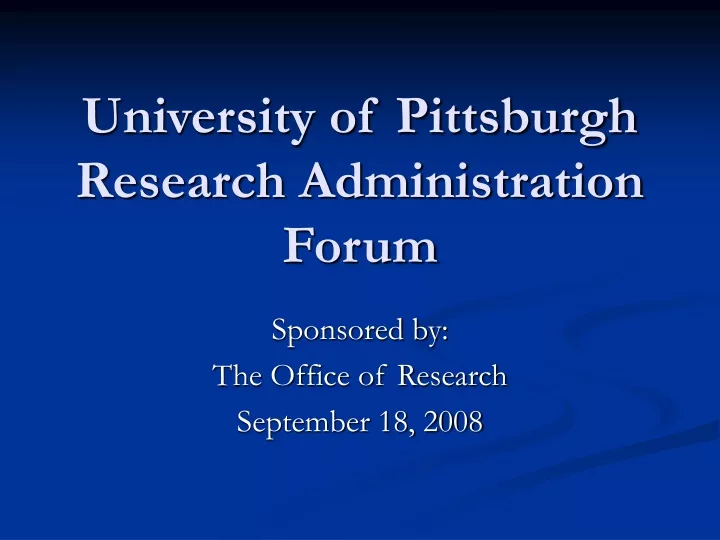 university of pittsburgh research administration forum