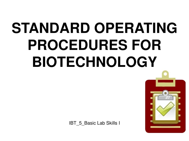 standard operating procedures for biotechnology