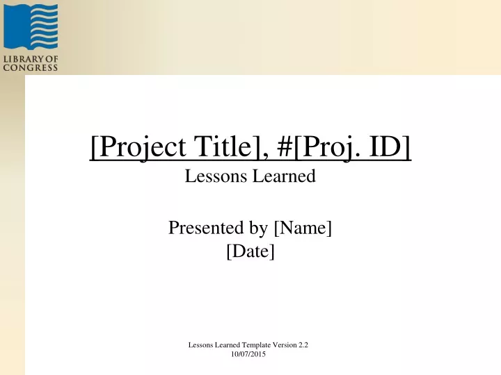 project title proj id lessons learned