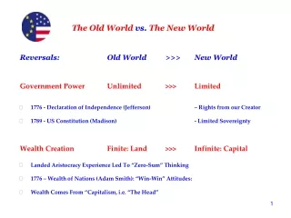 The Old World  vs.  The New World
