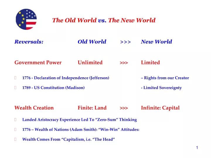 the old world vs the new world