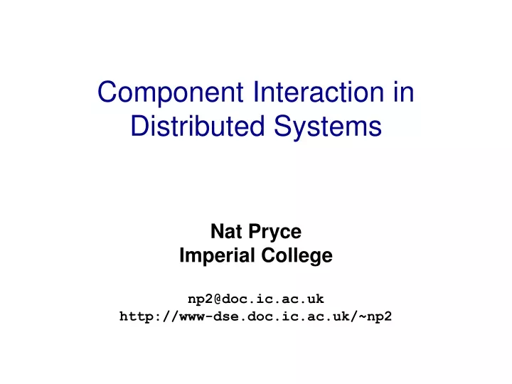 component interaction in distributed systems