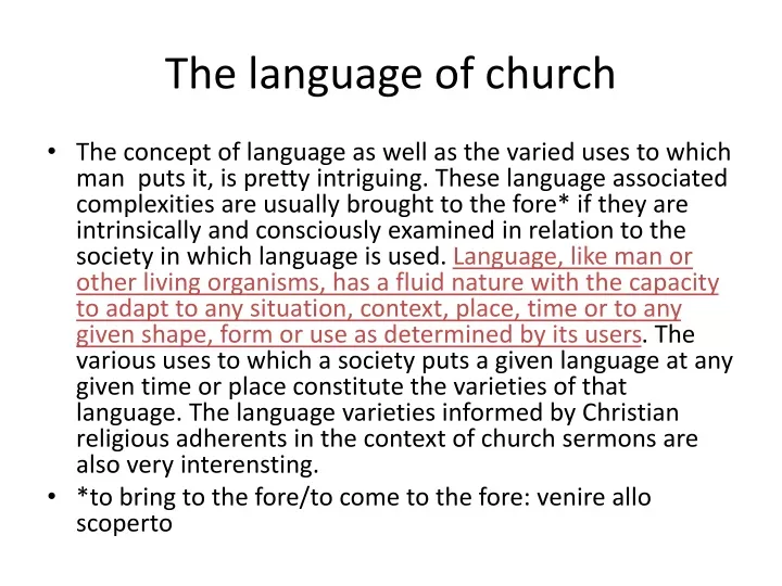 the language of church