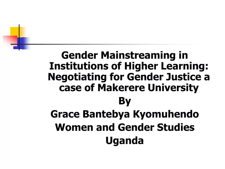 gender mainstreaming in institutions of higher