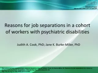 Reasons for job separations in a cohort of workers with psychiatric disabilities
