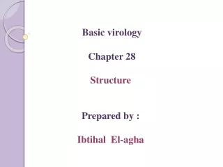 Basic virology  Chapter 28 Structure Prepared by : Ibtihal   El- agha