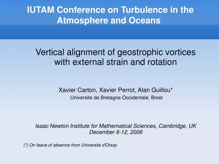 iutam conference on turbulence in the atmosphere and oceans